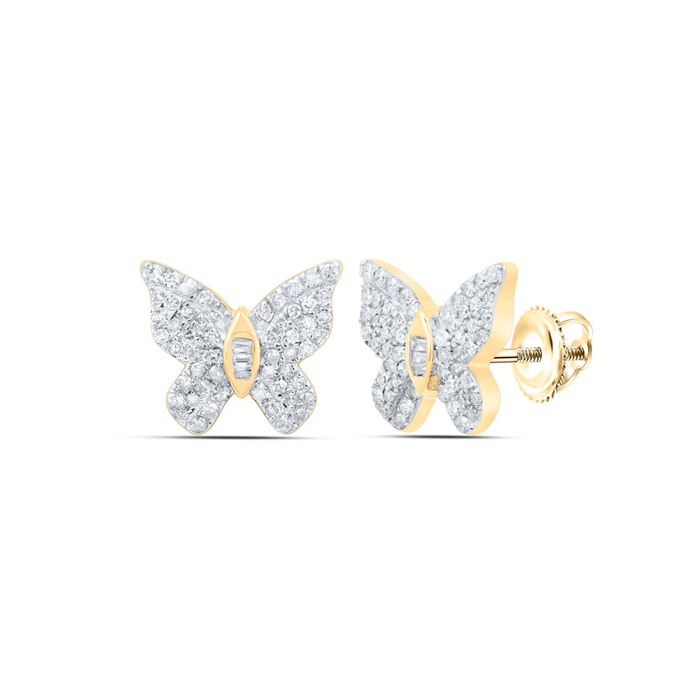 3/8CTW-NAT DIA P1 BUTTERFLY EARRING Daisy Joyeria