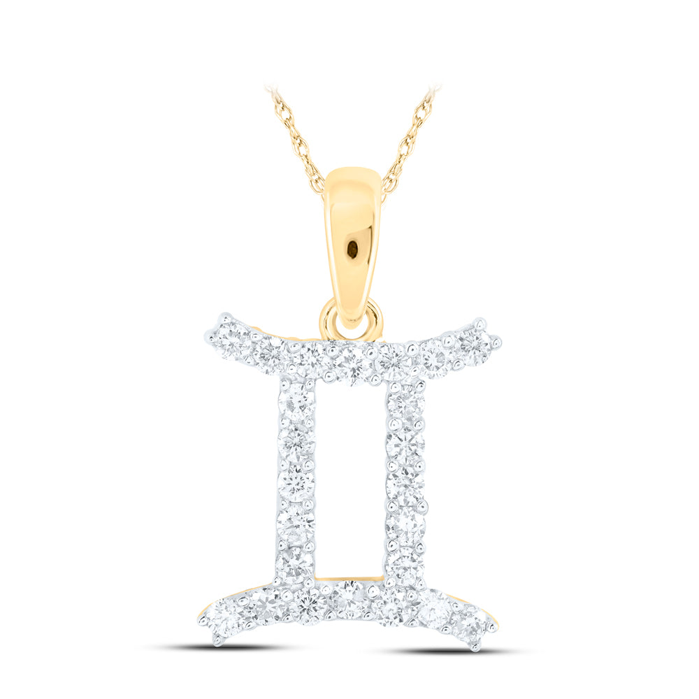 1/4CTW-NAT DIA NK ZODIAC SIGN OF GEMINI PENDANT Daisy Joyeria