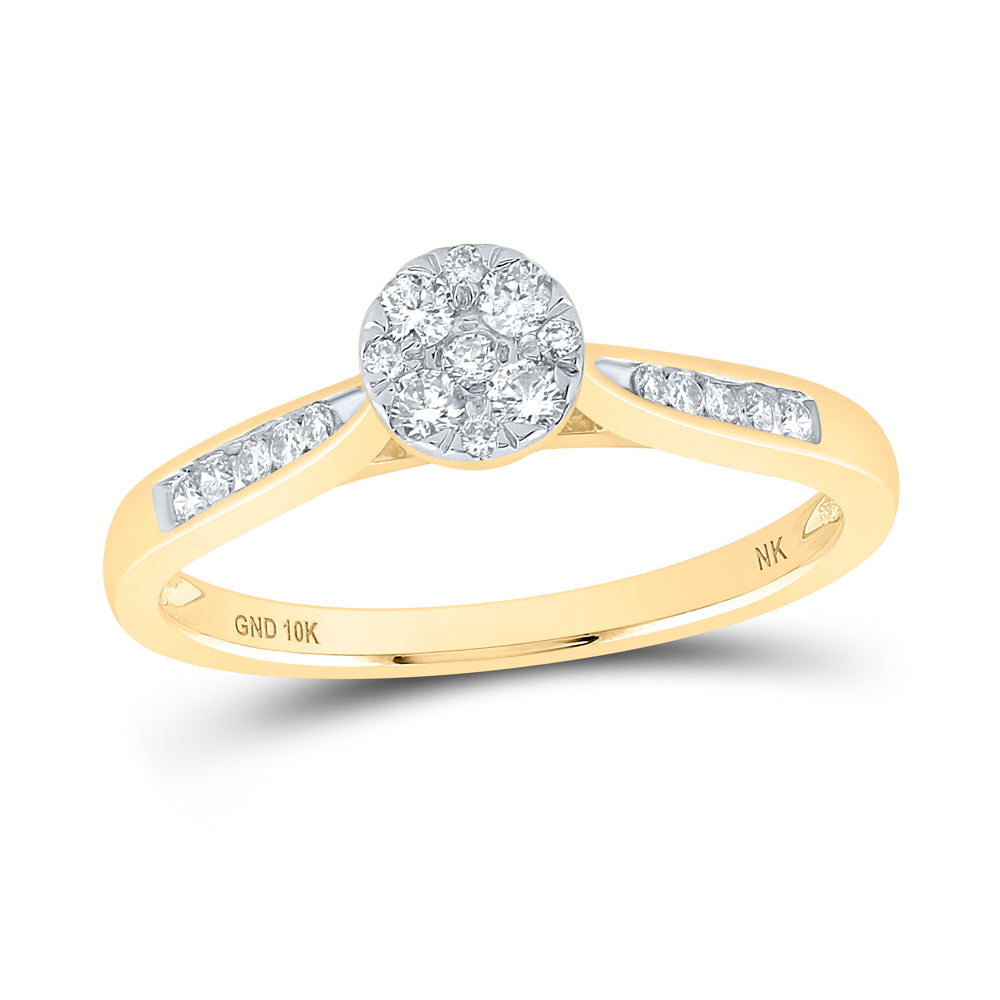 1/4CTW-NAT DIA NK 4 STONE FLOWER RING 7 Daisy Joyeria
