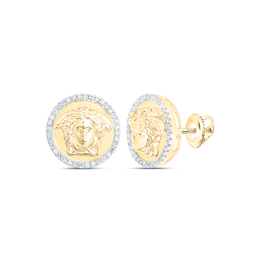 1/4CTW-NAT DIA NK MEDUSA ROUND EARRING Daisy Joyeria