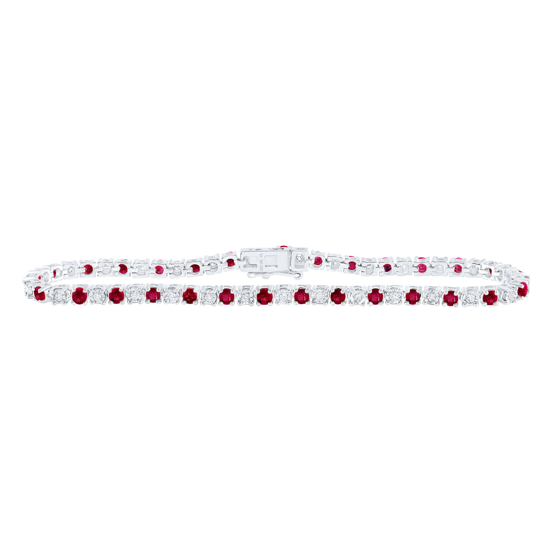 1/2CTW-NAT DIA NK 2 1/2CT-RD-RUBY BRACELET Daisy Joyeria