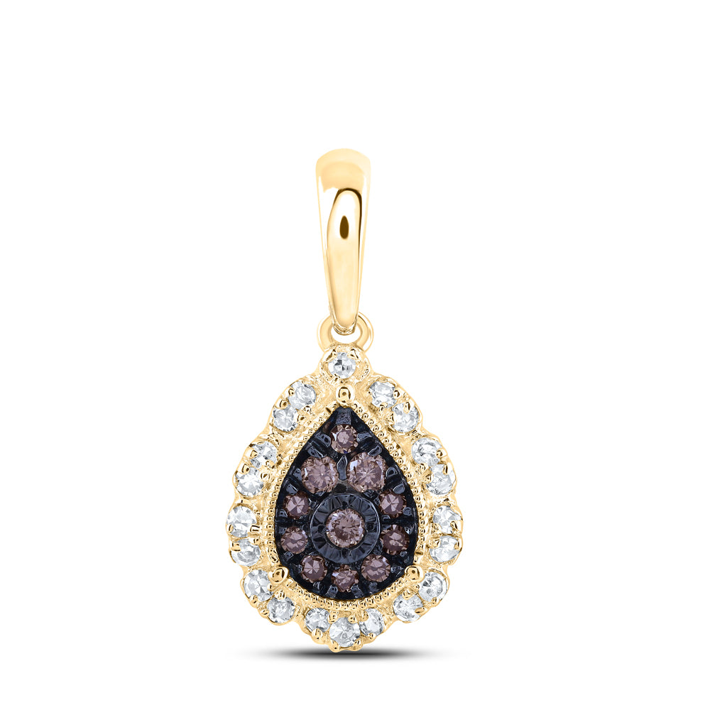 1/5CTW-NAT DIA NK COGNAC PEAR PENDANT Daisy Joyeria