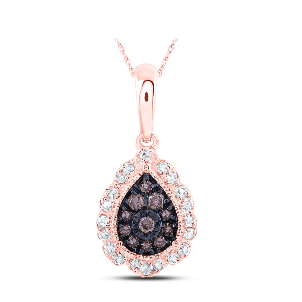 1/5CTW-NAT DIA NK COGNAC PEAR PENDANT Daisy Joyeria