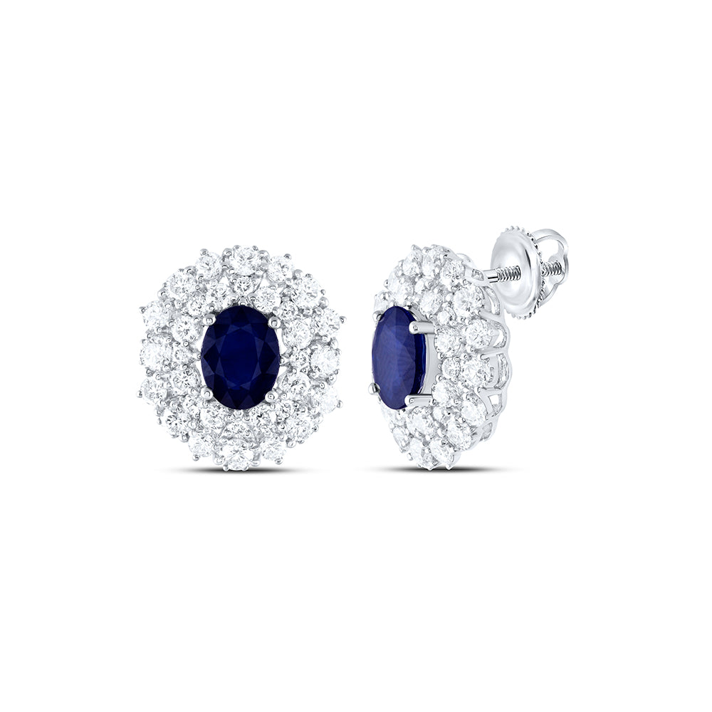 2 7/8CTW-NAT DIA ANA M 6X8MM-SAPP NAT GEM EARRNG Daisy Joyeria