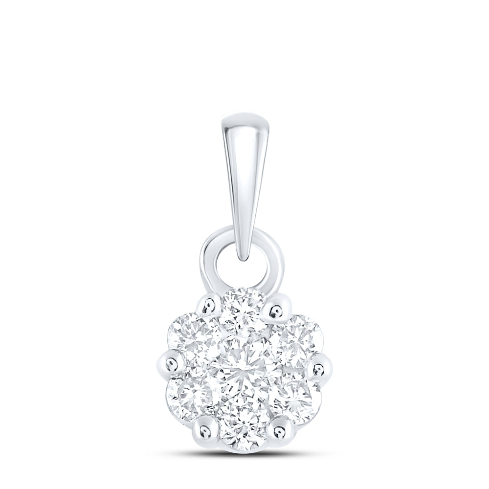 1/4CTW-NAT DIA NK FLOWER FASHION PENDANT Daisy Joyeria
