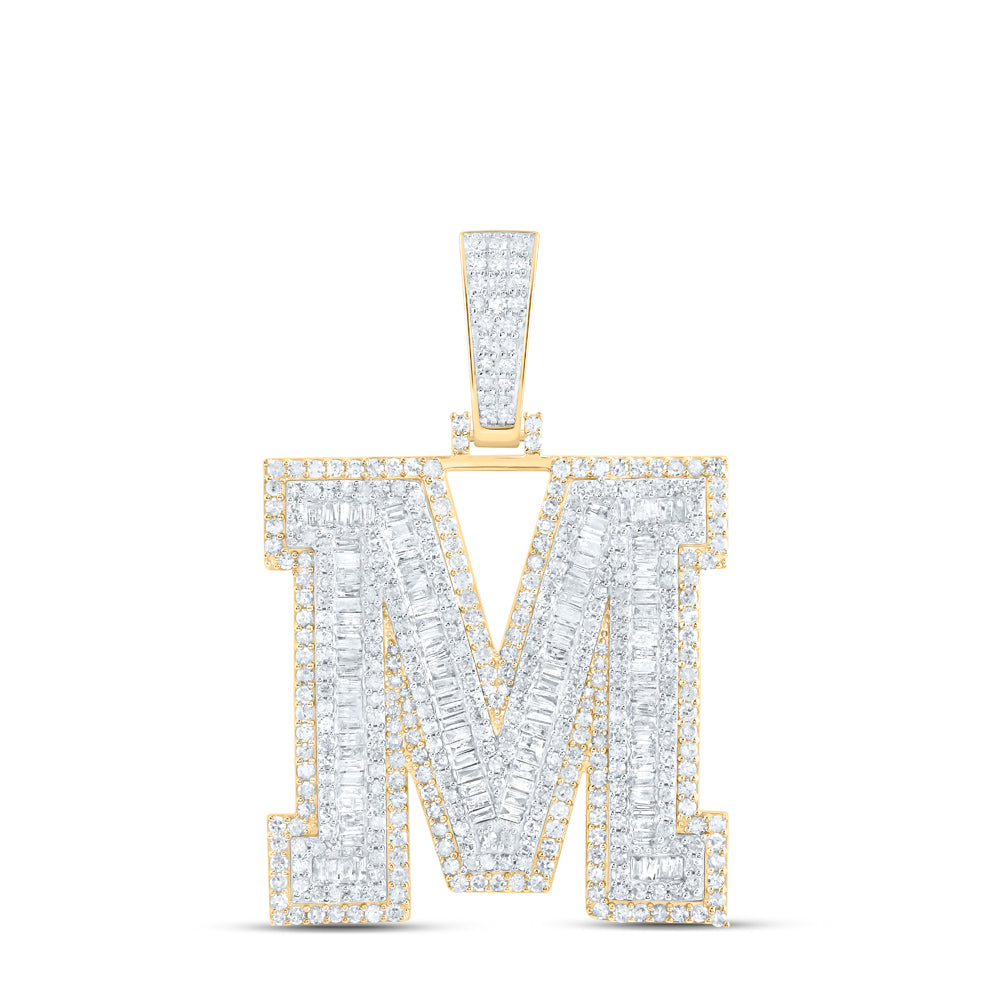 2 7/8CTW-NAT DIA P1 INITIAL "M" MENS PENDANT Daisy Joyeria