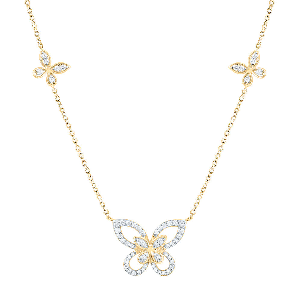 3/8CTW-NAT DIA NK BUTTERFLY FASHION NECKLACE (18 INCH) Daisy Joyeria