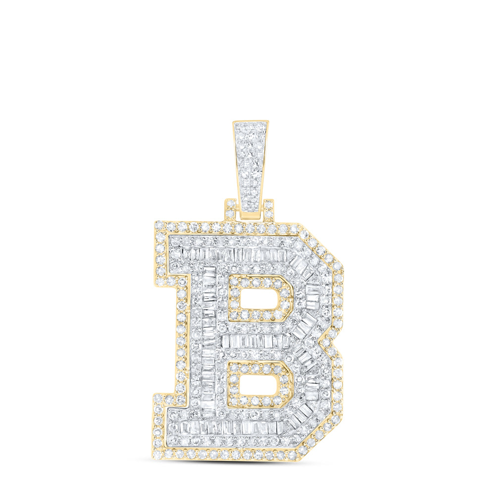 1 1/3CTW-NAT DIA NK INITIAL "B" MENS PENDANT Daisy Joyeria