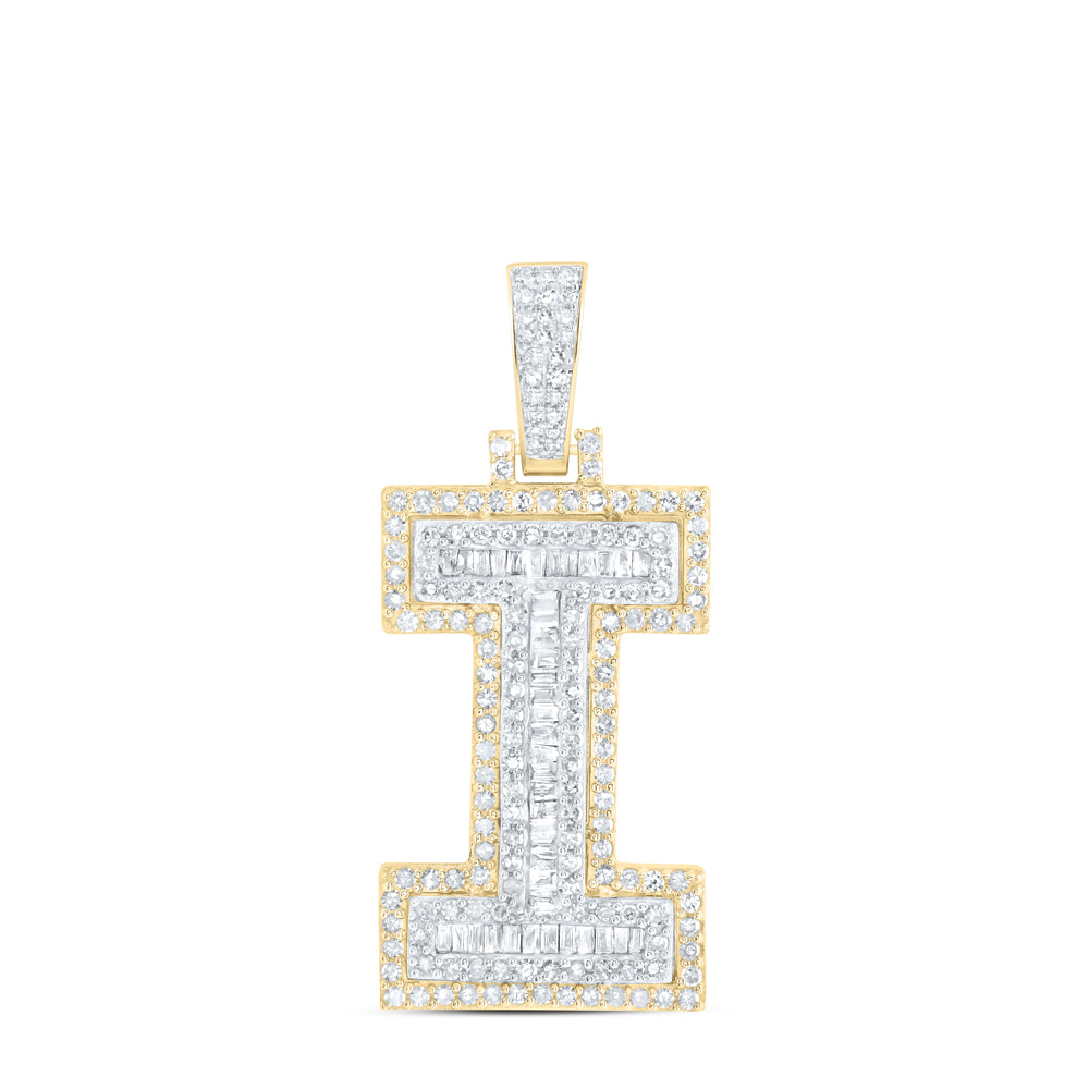 7/8CTW-NAT DIA NK INITIAL "I" MENS PENDANT Daisy Joyeria