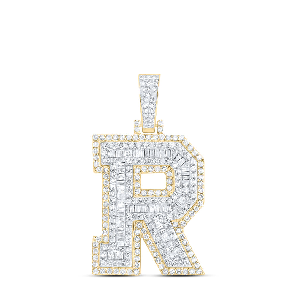 1 1/3CTW-NAT DIA NK INITIAL "R" MENS PENDANT Daisy Joyeria