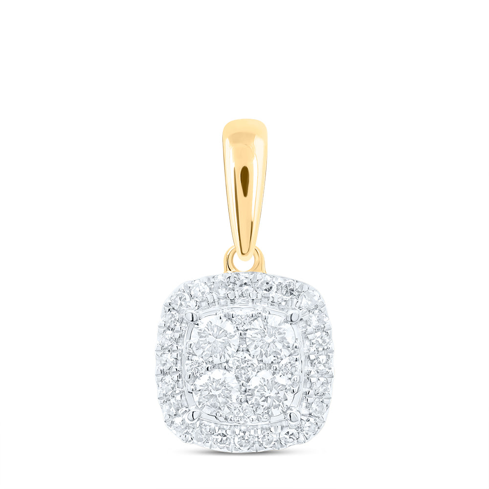 3/8CTW-NAT DIA NK FASHION SQUARE PENDANT Daisy Joyeria