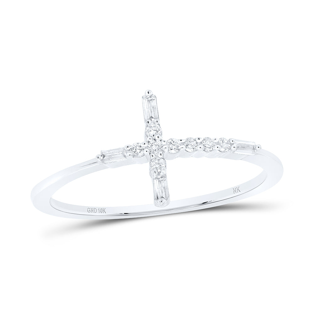 1/10 CTW-DIA NK GIFT CROSS RING 7 Daisy Joyeria