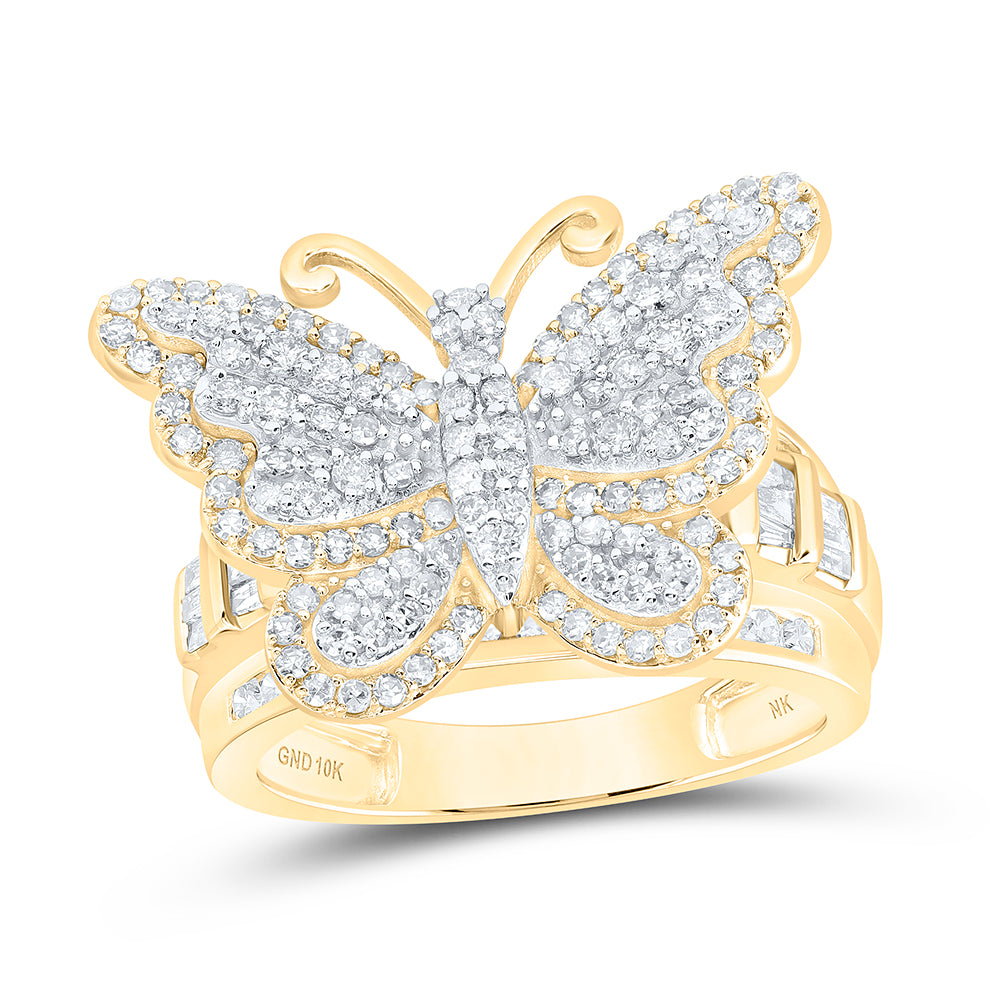 1 1/2CTW-NAT DIA NK FASHION BUTTERFLY RING 7 Daisy Joyeria