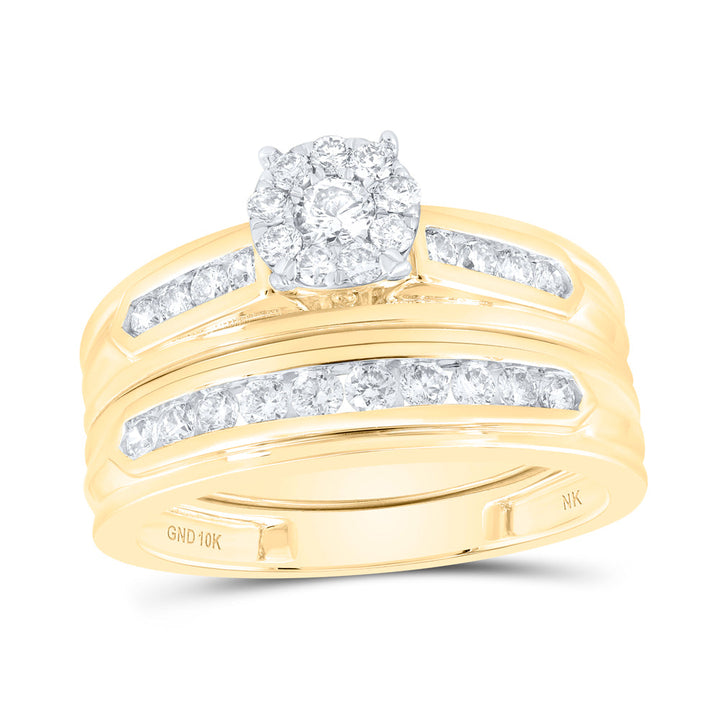 1CTW-NAT DIA NK ROUND  His Hers TRIO SET Daisy Joyeria