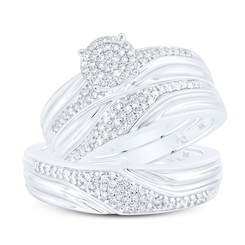 1/2CTW-NAT DIA NK ROUND SHAPE His Hers TRIO SET Daisy Joyeria