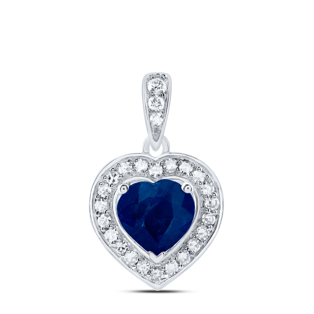 1/8CTW-DIA NK 5.5X5.5 MM SAPP HEART NAT GEM HEART PENDANT Daisy Joyeria