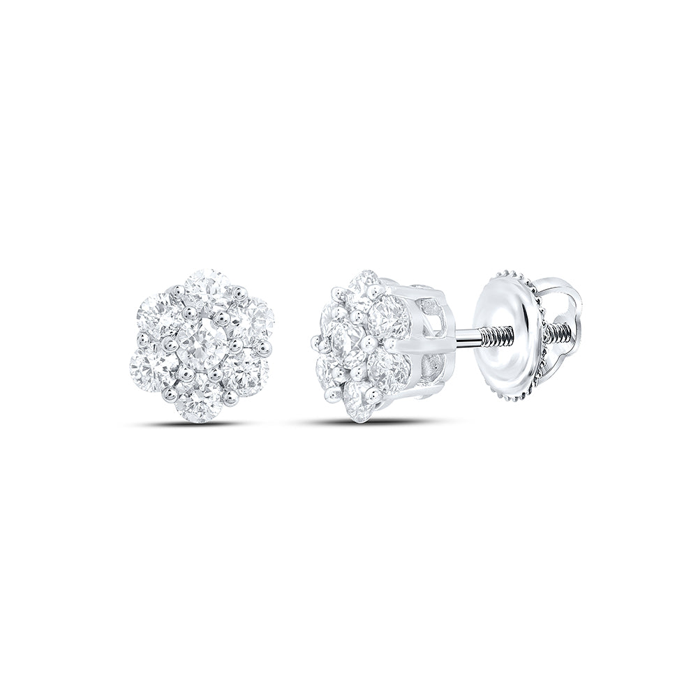 1/3CTW-DIA NK 7 STONE FLOWER EARRING Daisy Joyeria