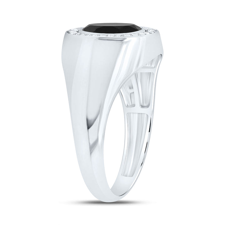 1/6CTW-DIA P1-9X7 MM- OVAL ONYX BLACK MENS RING 10 Daisy Joyeria