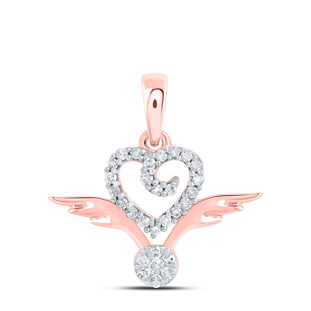 1/8CTW - DIA NK GIFT WING HEART PENDANT Daisy Joyeria
