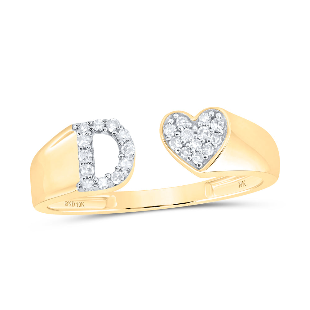 1/8CTW-DIA NK GIFT INITIAL "D" LADIES HEART RING 7 Daisy Joyeria