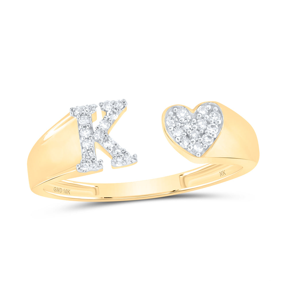 1/8CTW-DIA NK GIFT INITIAL "K" LADIES HEART RING 7 Daisy Joyeria