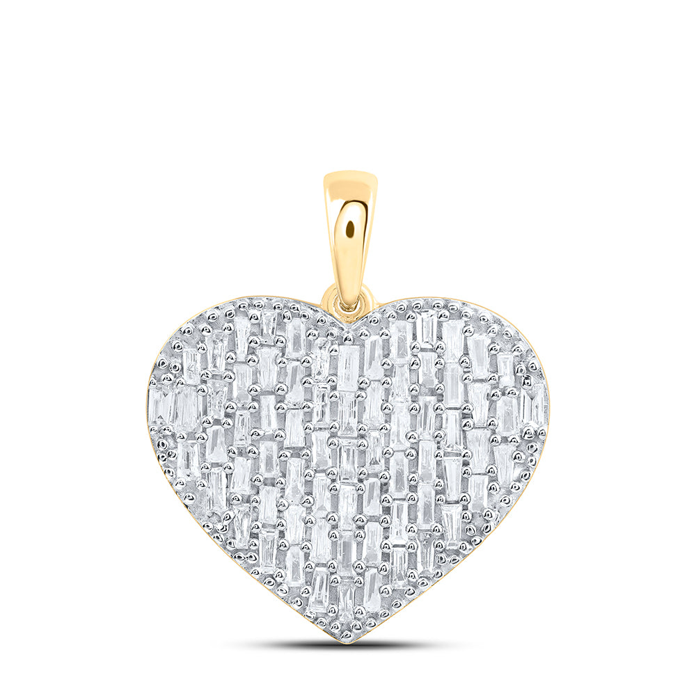 5/8CTW-DIA CN BAGUETTE FASHION HEART PENDANT Daisy Joyeria