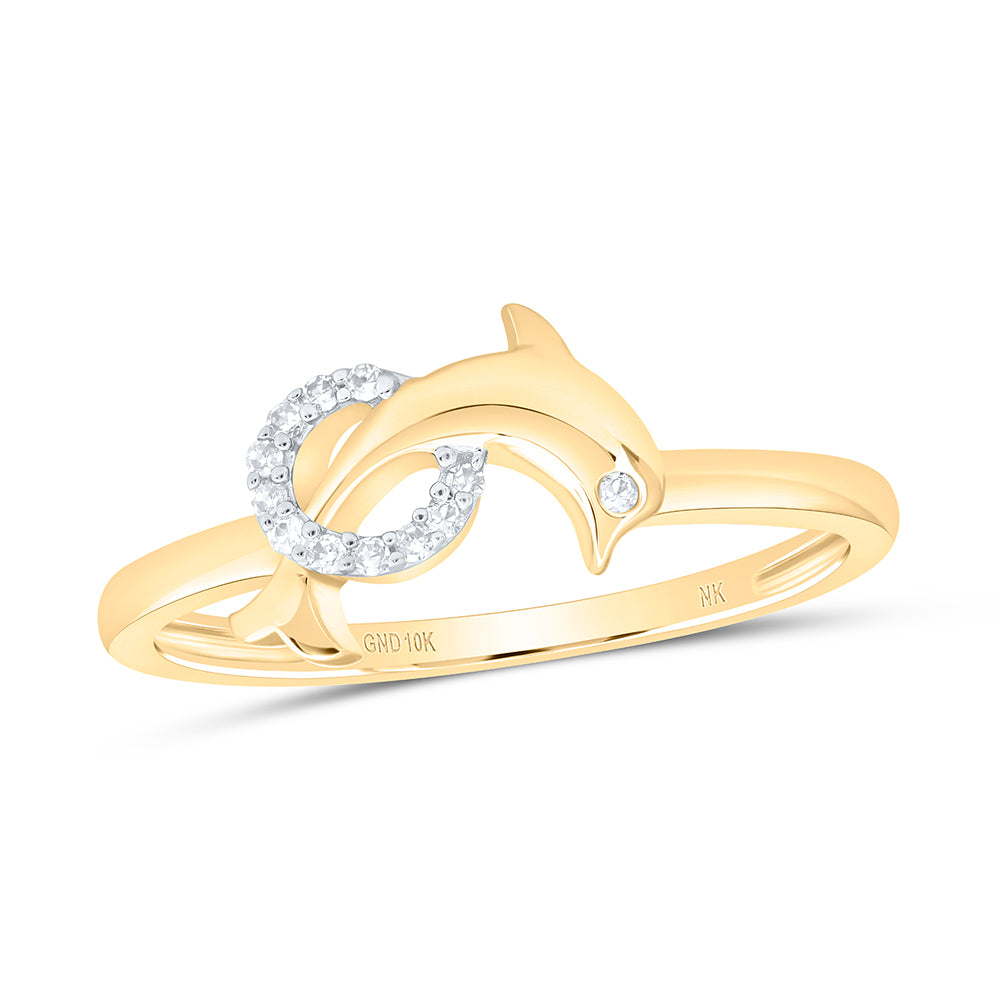 1/20CTW-NAT DIA NK GIFT DOLPHIN RING 7 Daisy Joyeria