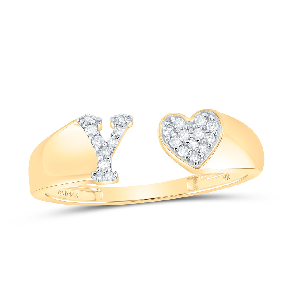 1/10CTW-NAT DIA NK GIFT INITIAL "Y" LADIES HEART RING 7 Daisy Joyeria