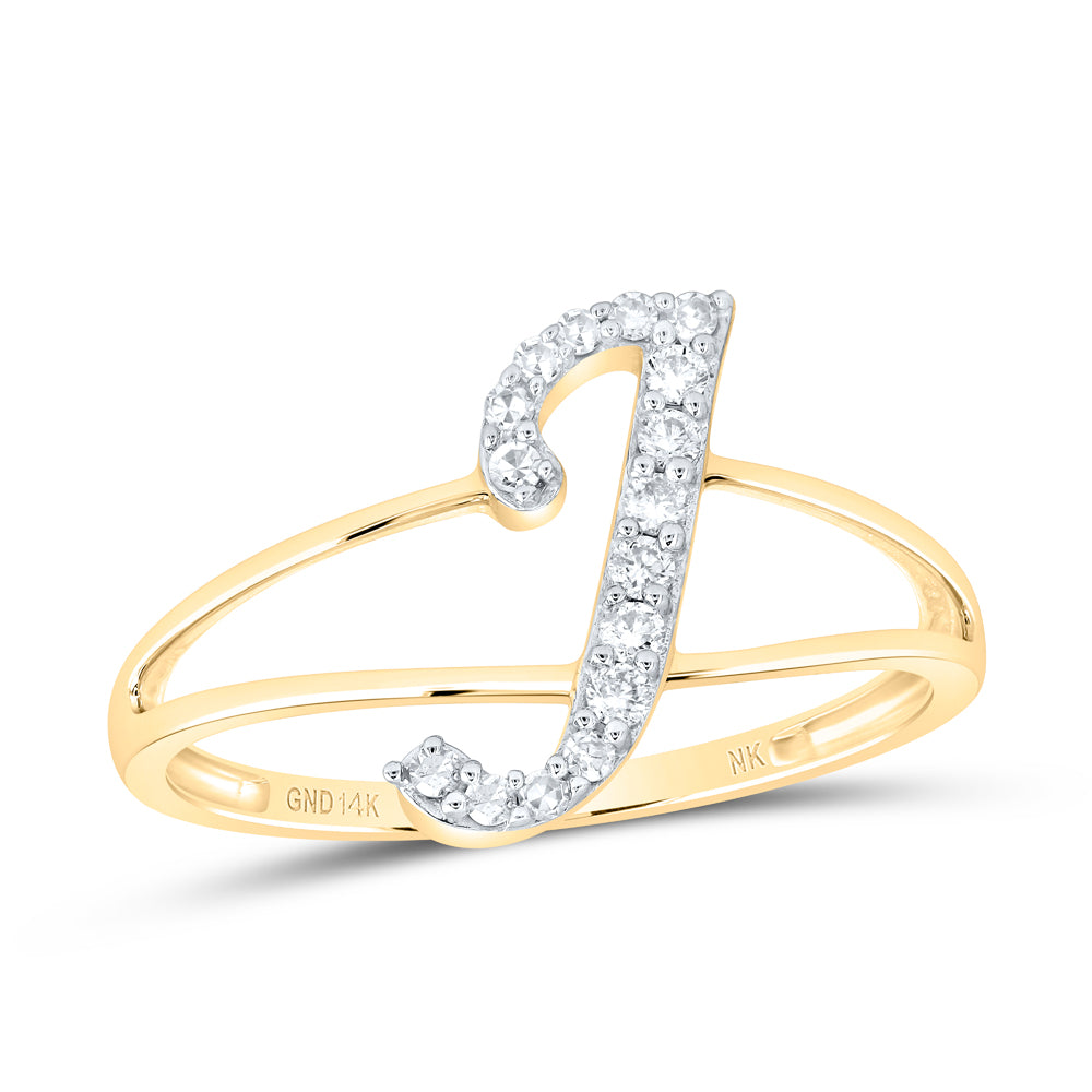 1/8CTW-NAT DIA NK GIFT INITIAL "J" LADIES RING 7 Daisy Joyeria