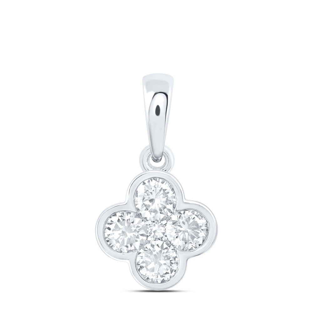 1/2CTW-NAT DIA NK FASHION CLOVER PENDANT Daisy Joyeria