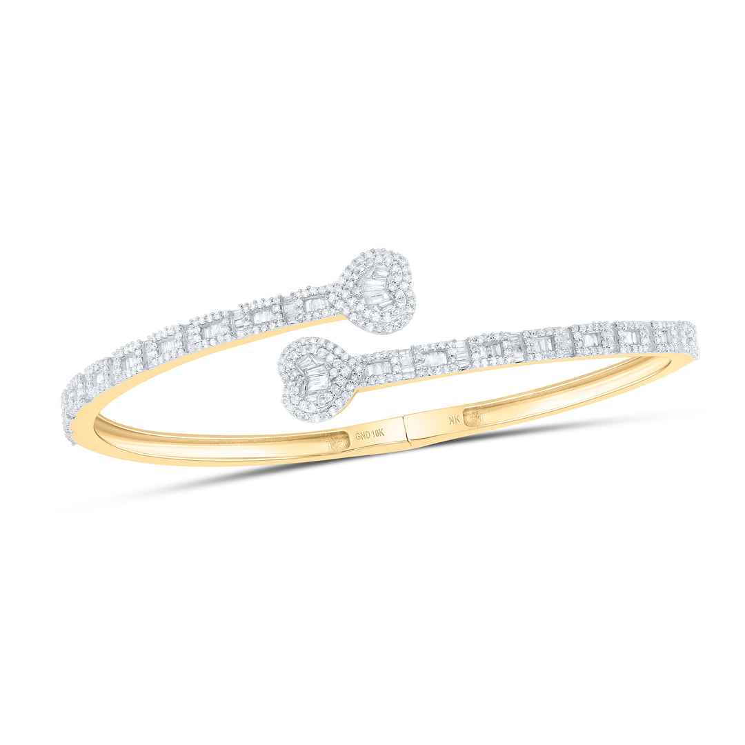 1 7/8CTW-NAT DIA NK HEART LADIES CUFF BANGLE (55 MM) Daisy Joyeria