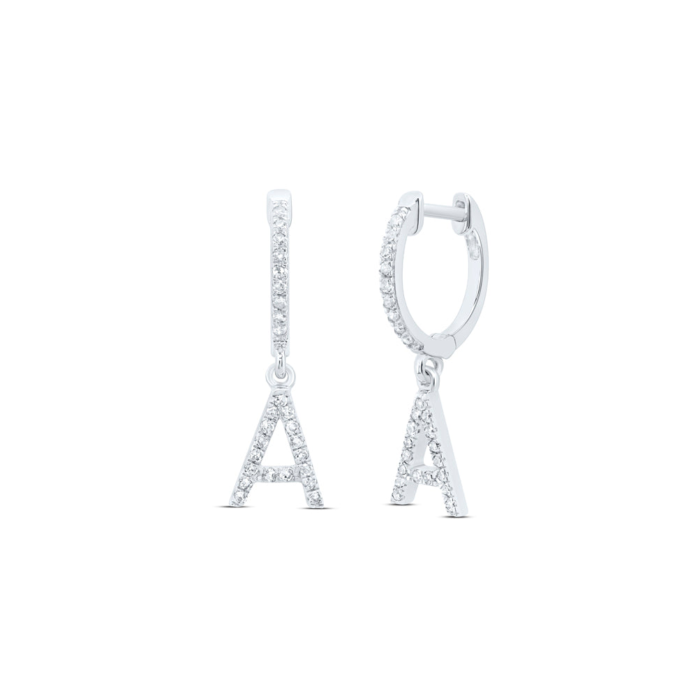 1/5CTW-NAT DIA NK GIFT INITIAL "A" DANGLING EARRING Daisy Joyeria