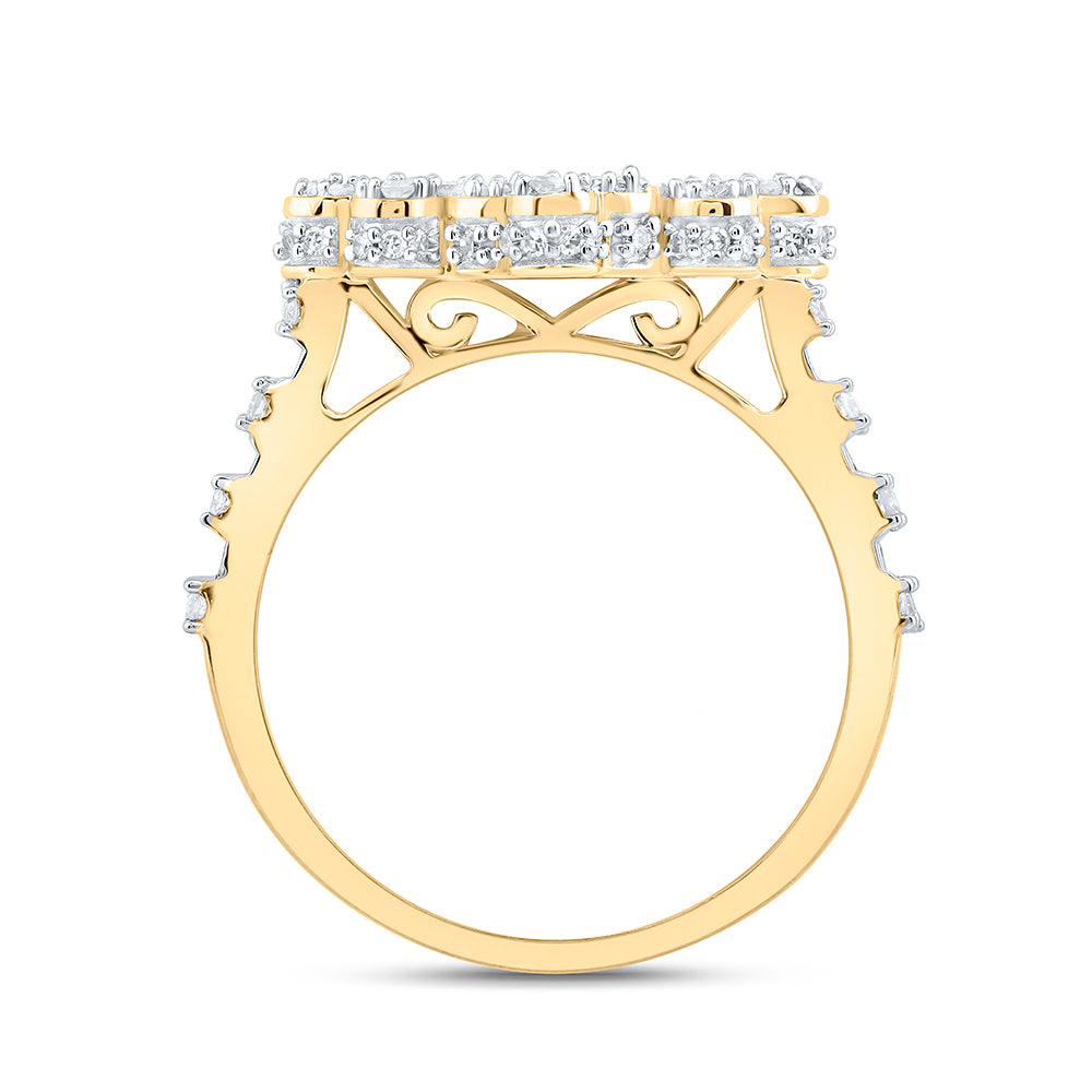 7/8CTW-NAT DIA NK FASHION CROSS LADIES RING 7 Daisy Joyeria