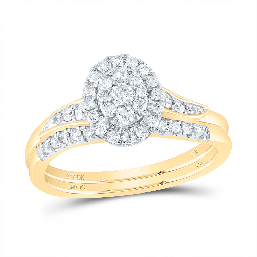 3/8CTW-NAT DIA CN OVAL SINGLE HALO BRIDAL SET 7 Daisy Joyeria