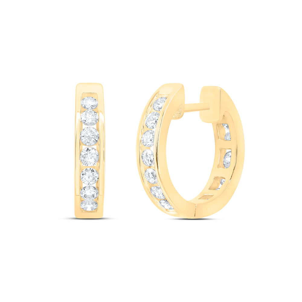 7/8CTW-NAT DIA NKE FASHION HIGH HOOPS EARRING Daisy Joyeria