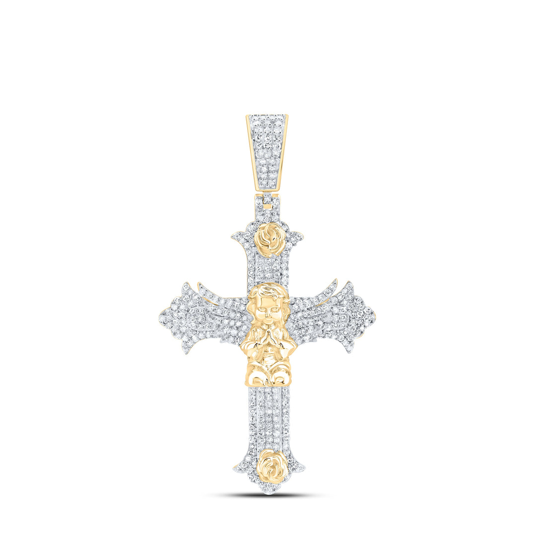 1CTW-NAT DIA NK ANGEL CROSS MENS CHARM Daisy Joyeria