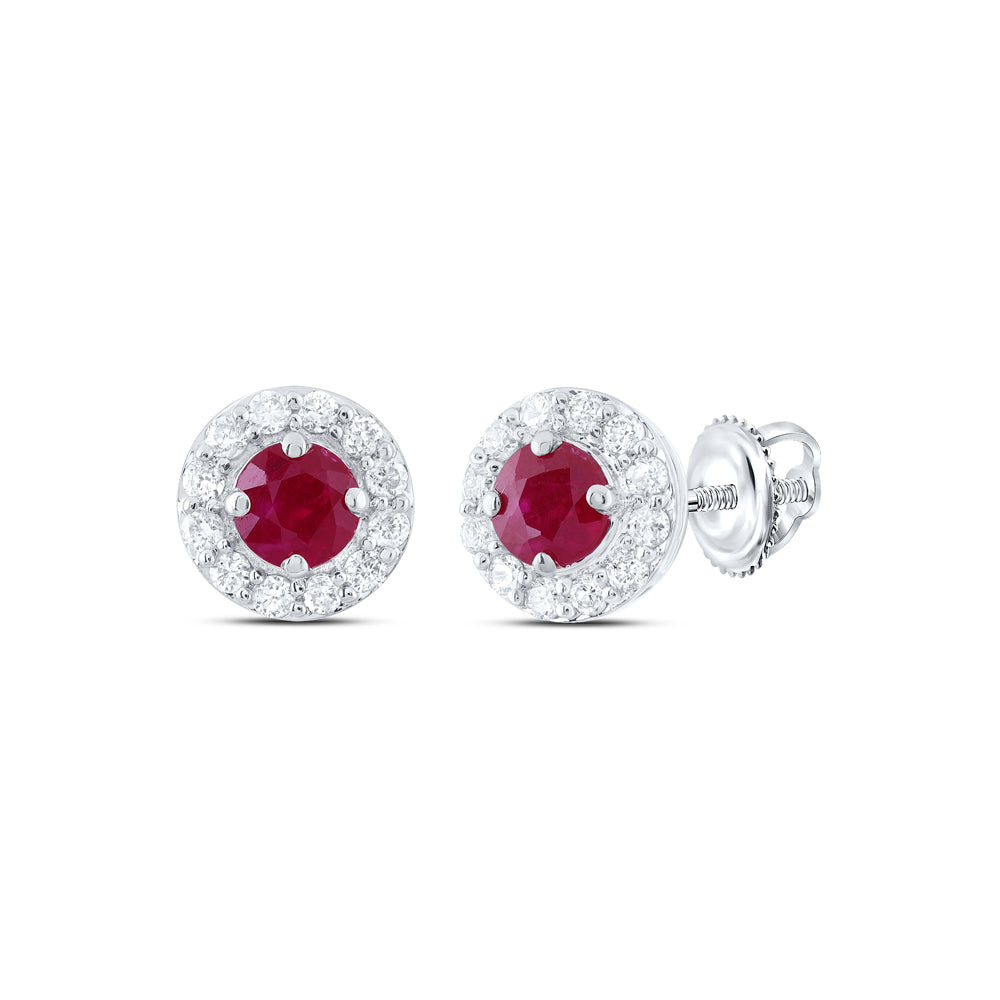 1/8CTW-NAT DIA CN 3MM RD-RU NAT GEM STUD EARRING Daisy Joyeria