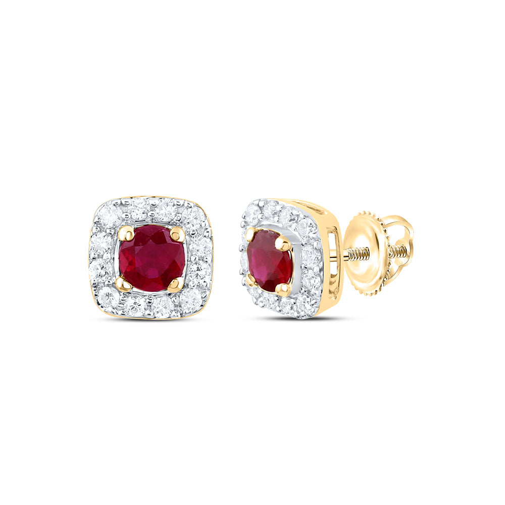1/8CTW-NAT DIA CN 3MM RD-RU NAT GEM STUD EARRING Daisy Joyeria