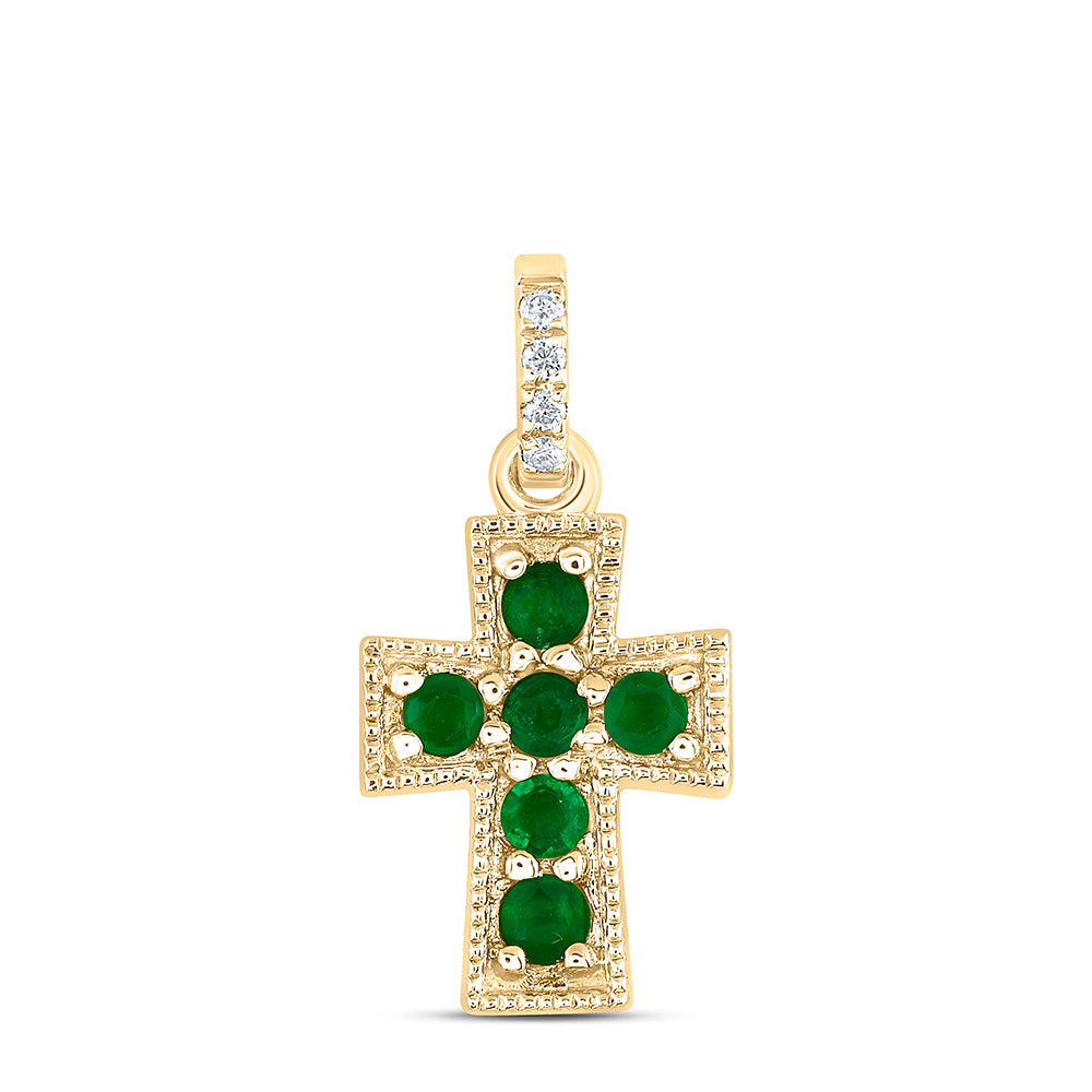 0.012CTW-NAT DIA ANA M 1/10CTW RD-EM NAT GEM CROSS PENDANT Daisy Joyeria