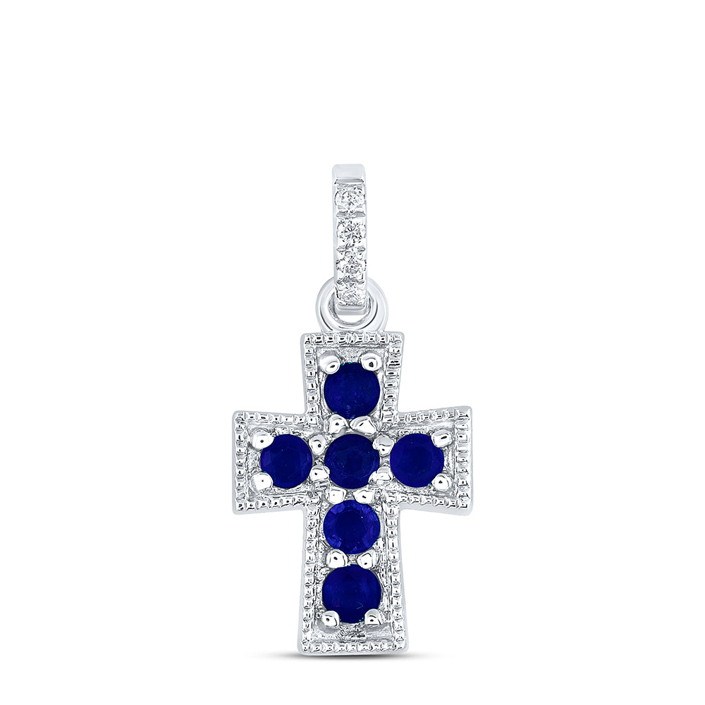 0.012CTW-NAT DIA ANA M 1/6CTW RD-BS NAT GEM CROSS PENDANT Daisy Joyeria