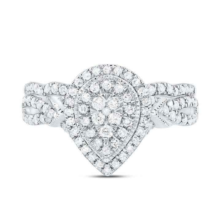 1/2CTW-NAT DIA CN PEAR DOUBLE HALO BRIDAL SET 7 Daisy Joyeria