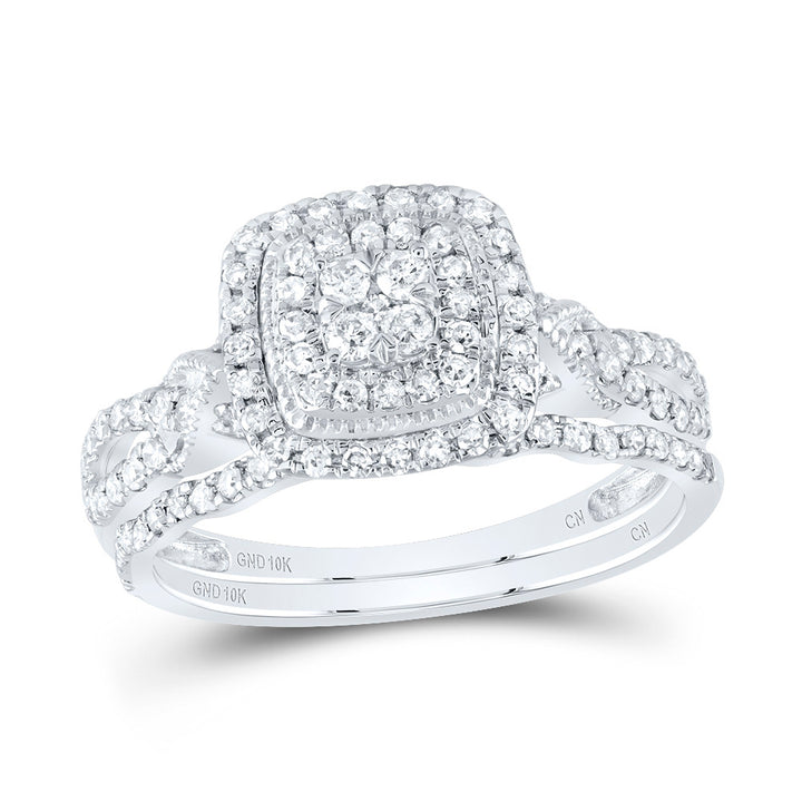 1/2CTW-NAT DIA CN CUSHION DOUBLE HALO BRIDAL SET 7 Daisy Joyeria