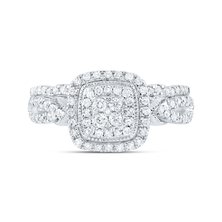1/2CTW-NAT DIA CN CUSHION DOUBLE HALO BRIDAL SET 7 Daisy Joyeria