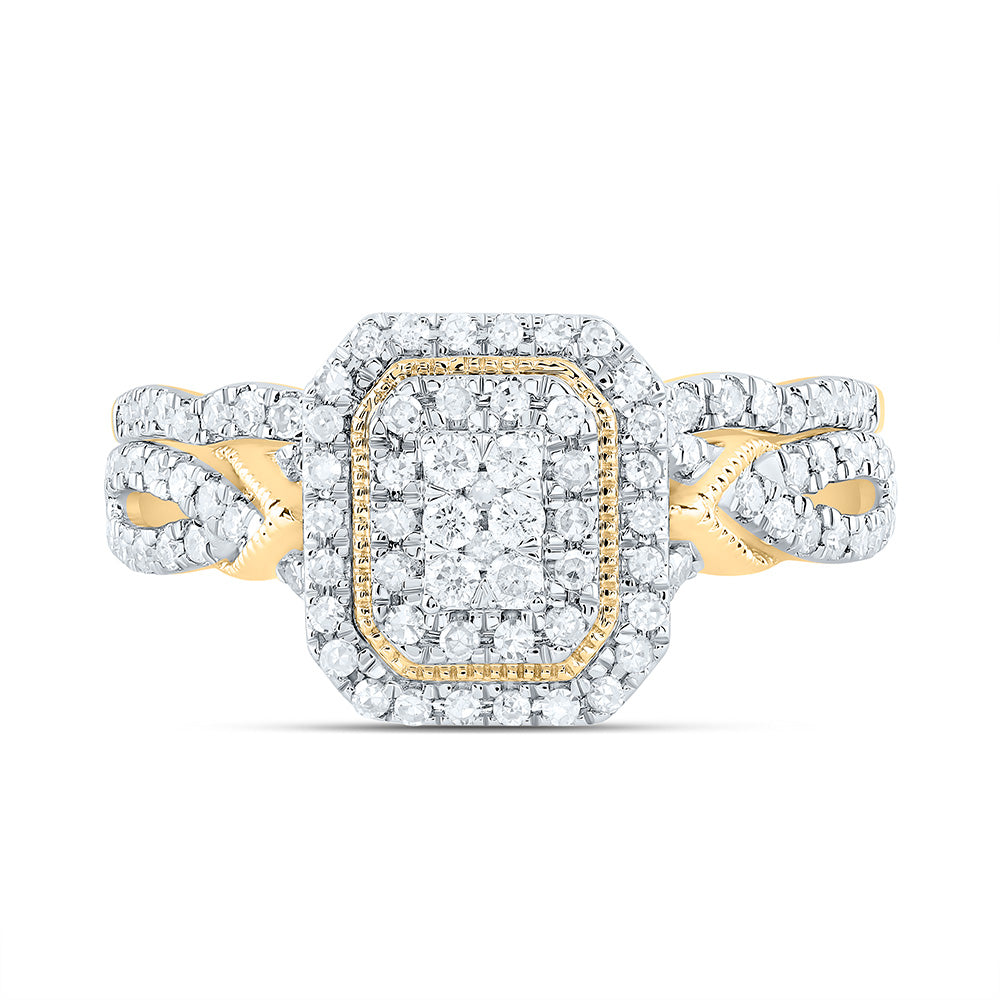 1/2CTW-NAT DIA CN EMERALD DOUBLE HALO BRIDAL SET 7 Daisy Joyeria