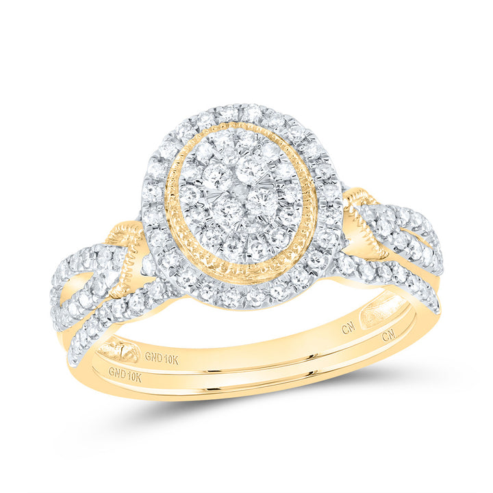 1/2CTW-NAT DIA CN OVAL DOUBLE HALO BRIDAL SET 7 Daisy Joyeria