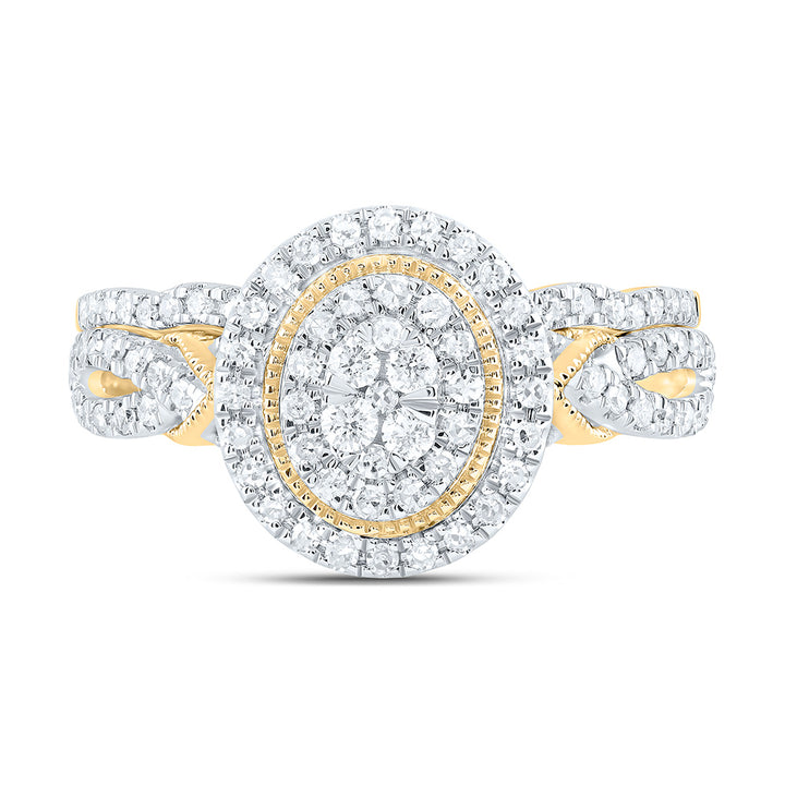 1/2CTW-NAT DIA CN OVAL DOUBLE HALO BRIDAL SET 7 Daisy Joyeria