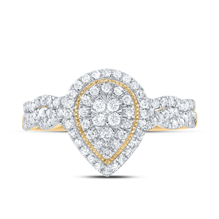 1/2CTW-NAT DIA CN PEAR DOUBLE HALO BRIDAL SET 7 Daisy Joyeria