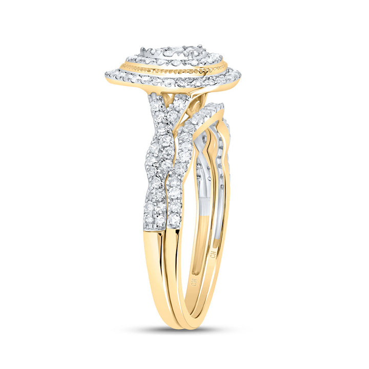 1/2CTW-NAT DIA CN PEAR DOUBLE HALO BRIDAL SET 7 Daisy Joyeria