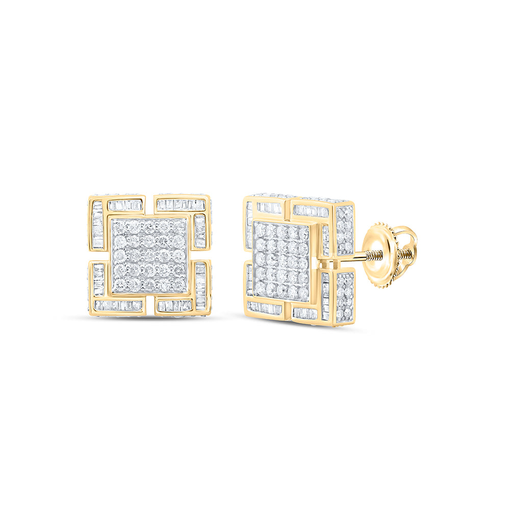 1 5/8CTW-NAT DIA P1 SQUARE MENS EARRING Daisy Joyeria