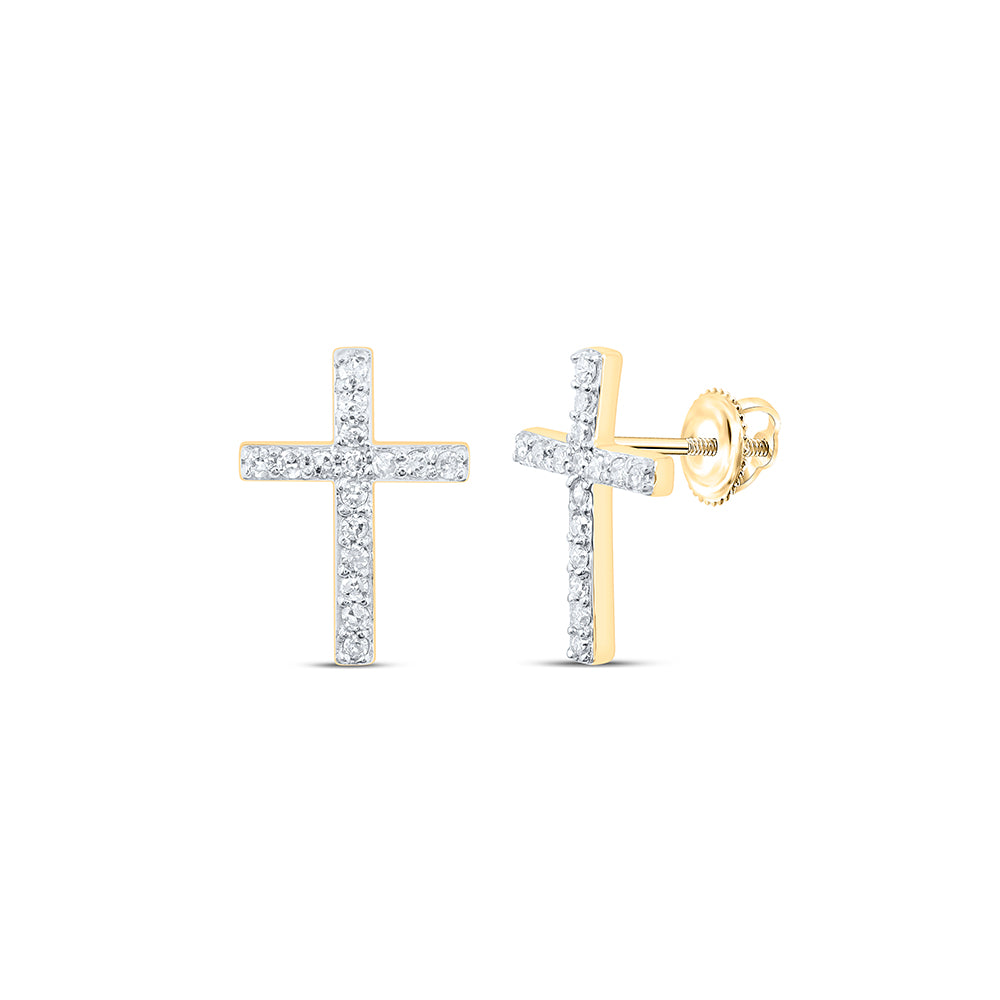 1/8CTW-NAT DIA P1 CROSS EARRING Daisy Joyeria